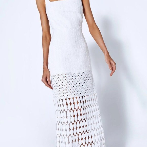 NWT $595 ALEXIS  South Scalloped Lace Knit Midi Dress - Green -  Size S - Picture 3 of 14